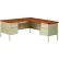 Interion® Steel Desk, L Shape w/ Right Return, 72"W x 66"D, Oak Top w/ Putty Frame