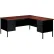Interion® Steel Desk, L Shape w/ Right Return, 72"W x 66"D, Walnut Top w/ Black Frame
