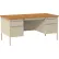 Interion® Steel Teacher's Desk, Double Pedestal, 5 Drawers, 60"W x 30"D, Oak Top w/ Putty Frame