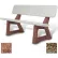 Bohlmann 58" Residential Concrete Bench W/Backrest, Polished Red Quartzite Seat, Tan River Rock Legs