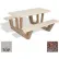 38" Rectangular Picnic Table, Concrete, Tan Top/Red Frame