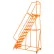 Perforated 24"W 10 Step Steel Rolling Ladder 21"D Top Step Lock Step Orange w/ Cal OSHA Handrail