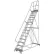 Perforated 24"W 15 Step Steel Rolling Ladder 21"D Top Step, W/Cal OSHA Handrail