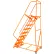 Perforated 24"W 8 Step Steel Rolling Ladder 14"D Top Step W/Handrails Lock Step Orange - FS083214P-O