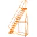 Perforated 24"W 12 Step Steel Rolling Ladder 14"D Top Step W/Handrails Lock Step Orange -FS123214P-O