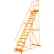 Perforated 24"W 15 Step Steel Rolling Ladder 21"D Top Step W/Handrail Lock Step Orange - FS154021P-O