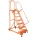 7 Step Orange Extra Heavy Duty Steel Rolling Ladder - Perforated Tread - ML073221P-O
