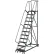 14 Step Extra Heavy Duty Steel Rolling Safety Ladder - Heavy Duty Serrated Grating - ML144021G