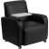Leather Mobile Guest Chair with Tablet Arm and Cup Holder - Black