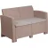 Flash Furniture All-Weather Faux Rattan Loveseat - Light Gray with Light Gray Cushions