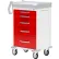 Detecto® Rescue Series Emergency Room Medical Cart, White Frame with 5 Red Drawers