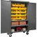 Durham Mfg.® Mobile Cabinet with 2 Adjustable Shelves, 18 Yellow Bins,16 Ga.,48"W x 24"D x 81"H