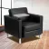 Guest Chair with Tablet Arm and Cup Holder - Leather - Black