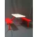 Firebird Products® Food Court Table w/o Umbrella Hole, Fiberglass, White Top, Red Bench & Frame