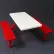 Firebird Products® Food Court Table w/ Umbrella Hole, Fiberglass, White Top, Red Bench & Frame