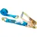 US Cargo Control Ratchet Strap with Wire, Double J Hooks, 2" x 18', Blue