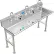 BSM Inc. ADA SS Sink, 3 Station with Electronic Faucet, Floor Mount, 60"L x 20"W x 6"D Sink