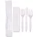 Hoffmaster® Economy Cutlery Kit, Fork/Knife/Spoon/Napkin, Polypropylene, White, 250/Carton