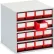 Treston Steel Storage Cabine, 15-3/4"W x 15-3/4"D x 15-9/16"H, 16 Red Drawers