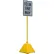 Ideal Shield® Pyramid Sign Base with 98"H Post, Yellow, 22"W x 22"D x 22"H Base