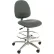 ESD Stool with Footrest - Mid-Back - Fabric - Black - Aluminum Base
