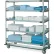 MetroMax® i Linen Transport & Exchange with 5 Shelves, 60"L x 24"W x 70-5/16"H, Taupe/Blue