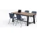 KFI Studios Midtown 72"x 36" Cafe Height Table, 4 Kool Chairs, Studio Teak Top/Navy