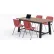 KFI Studios Midtown 72"x 36" Cafe Height Table, 4 Kool Chairs, Studio Teak Top/Coral