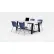 KFI Studios Midtown 72"x 36" Cafe Height Table, 4 Kool Chairs, Designer White Top/Navy