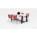 KFI Studios Midtown 72"x 36" Cafe Height Table, 4 Kool Chairs, Designer White Top/Coral