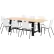 KFI Studios Jive 96"x 36" Dining Table Set, 8 White Cafe Chairs, Maple Top/Black Frame