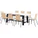 KFI Studios Jive 96"x 36" Dining Table Set, 8 Natural Cafe Chairs, White Top/Black Frame