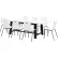KFI Studios Jive 96"x 36" Dining Table Set, 8 White Cafe Chairs, White Top/Black Frame