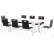 KFI Studios Jive 96"x 36" Dining Table Set, 6 Natural Cafe Chairs, White Top/White Frame
