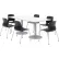 KFI Table & Chair Set, 72"Lx36"W, White Table With Black Chairs