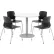 KFI 42" Round Dining Table & Chair Set, Designer White Table With Black Chairs