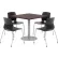 KFI 36" Dining Table & 4 Chair Set, Espresso Table With Black Chairs