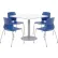 KFI 36" Dining Table & 4 Chair Set, White Table With Navy Chairs