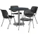 KFI 36" Round Dining Table & Chair Set, Graphite Table With Black Plastic Chairs