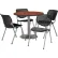 KFI 36" Round Dining Table & Chair Set, Mahogany Table With Black Plastic Chairs