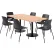 KFI 36" x 72" Table with 6 Imme Armless Chairs, Black Seat/Maple Top