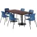 KFI 36" x 72" Table with 6 Imme Armless Chairs, Navy Seat/Espresso Top