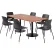 KFI 36" x 72" Table with 6 Imme Armless Chairs, Black Seat/River Cherry Top