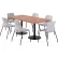 KFI 36" x 72" Table with 6 Imme Armless Chairs, Light Gray Seat/River Cherry Top