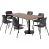 KFI 36" x 72" Table with 6 Imme Armless Chairs, Black Seat/Studio Teak Top