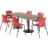 KFI 36" x 72" Table with 6 Imme Armless Chairs, Coral Seat/Studio Teak Top