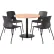 KFI 36" Round Table with 4 Imme Armless Chairs, Black Seat/Maple Top