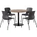 KFI 36" Round Table with 4 Imme Armless Chairs, Black Seat/Studio Teak Top