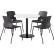 KFI 36" Round Table with 4 Imme Armless Chairs, Black Seat/Designer White Top