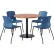 KFI 42" Round Table with 4 Imme Armless Chairs, Navy Seat/River Cherry Top